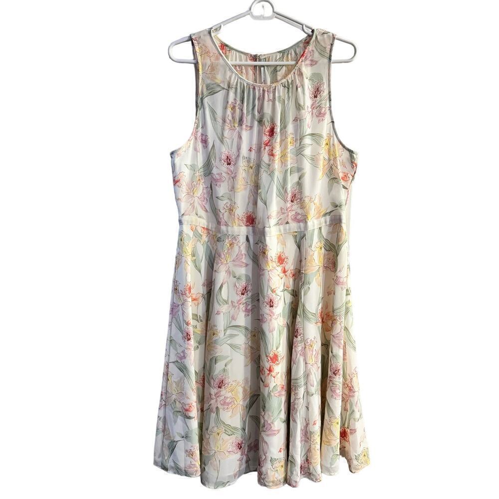 Ann Taylor Floral A-lined Knee Length Dress Flowy Size 16